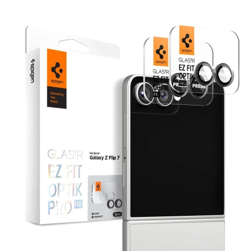 Szkło hartowane na aparat Spigen Optik Pro HD Glas.tr ez Fit Camera Protector do Samsung Galaxy Z Flip 7 Black [2 PACK] 
