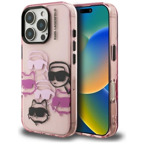 Etui Karl Lagerfeld IML Multi K&C Head Pattern do Apple iPhone 16 Pro różowy