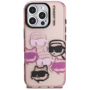 Etui Karl Lagerfeld IML Multi K&C Head Pattern do Apple iPhone 16 Pro różowy
