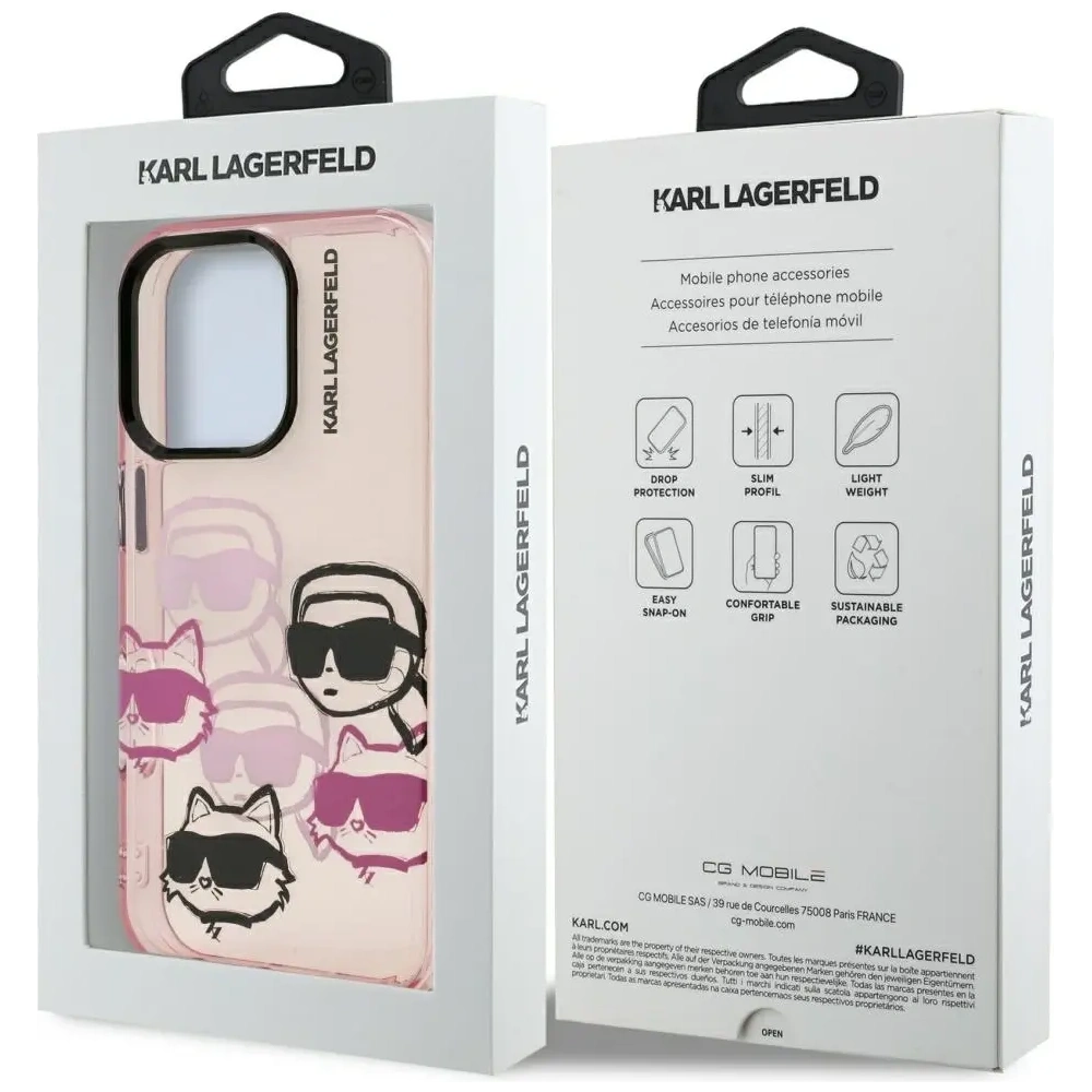 Etui Karl Lagerfeld IML Multi K&C Head Pattern do Apple iPhone 16 Pro różowy
