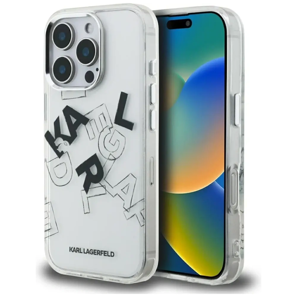 Etui Karl Lagerfeld IML Sketched Graphic do Apple iPhone 16 Pro przezroczysty