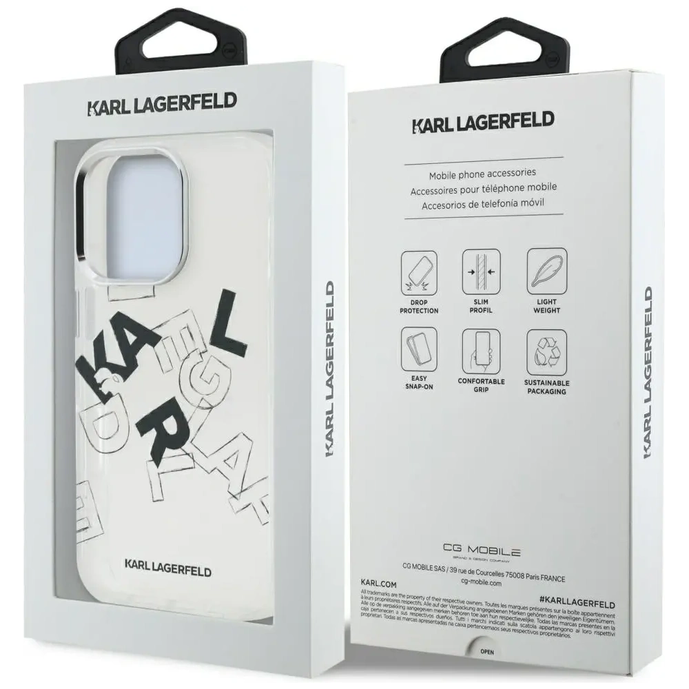 Etui Karl Lagerfeld IML Sketched Graphic do Apple iPhone 16 Pro przezroczysty