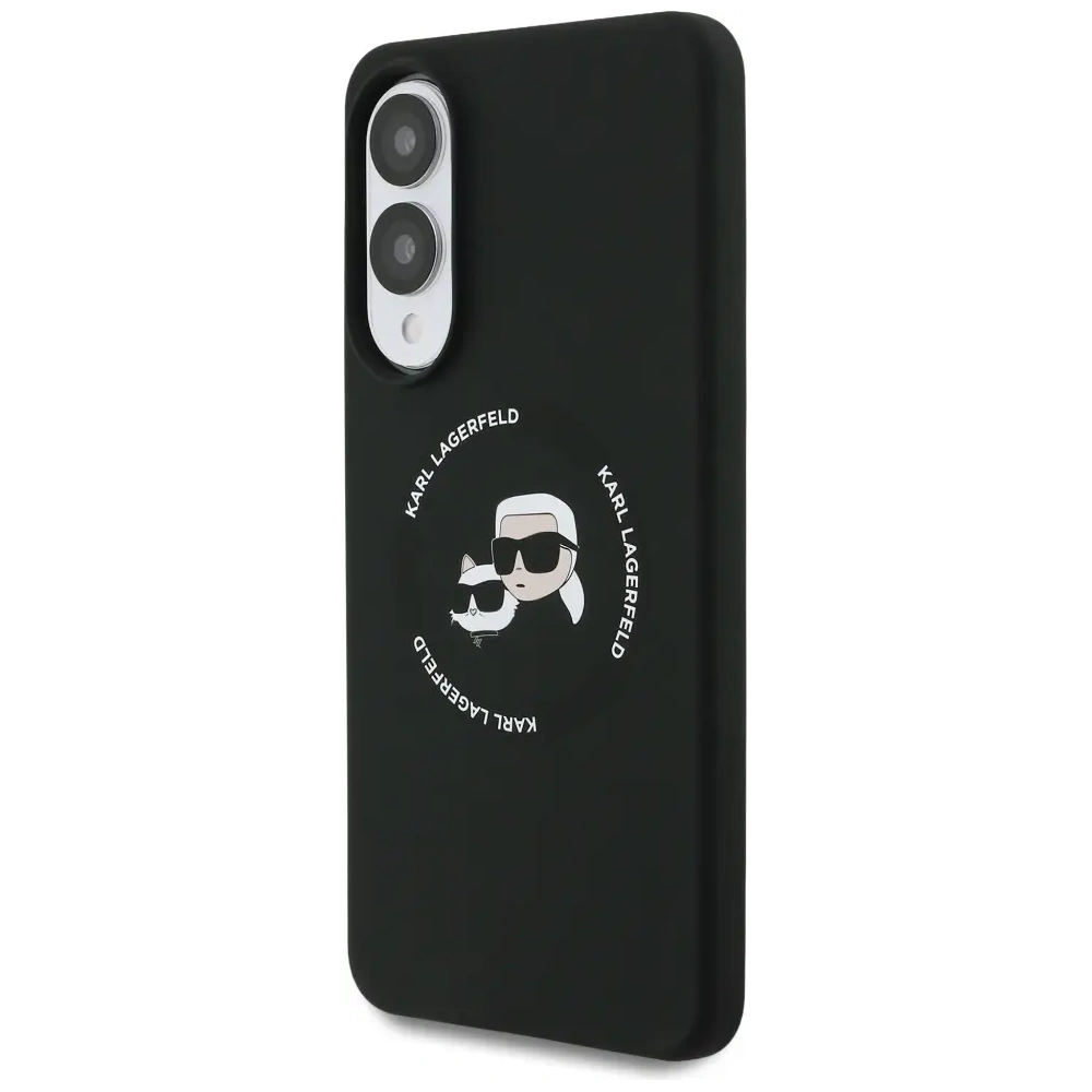 Etui Karl Lagerfeld Silicone Double Heads And Circle MagSafe do Samsung Galaxy S25 Edge czarny
