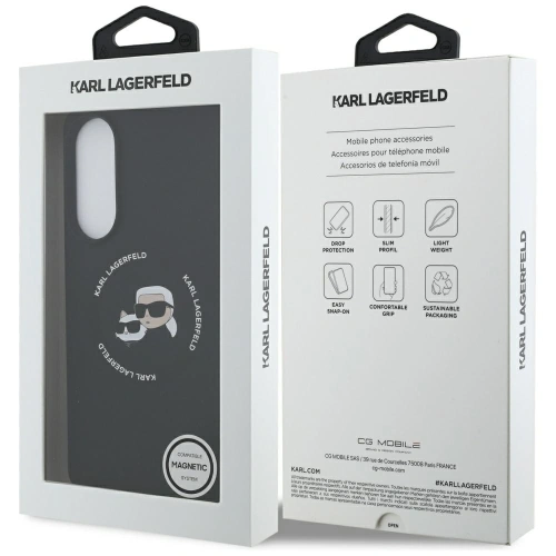 Etui Karl Lagerfeld Silicone Double Heads And Circle MagSafe do Samsung Galaxy S25 Edge czarny
