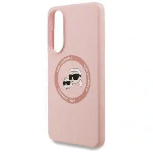 Etui Karl Lagerfeld Silicone Double Heads And Circle MagSafe do Samsung Galaxy S25 Edge różowy