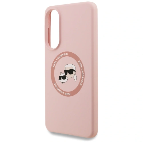 Etui Karl Lagerfeld Silicone Double Heads And Circle MagSafe do Samsung Galaxy S25 Edge różowy