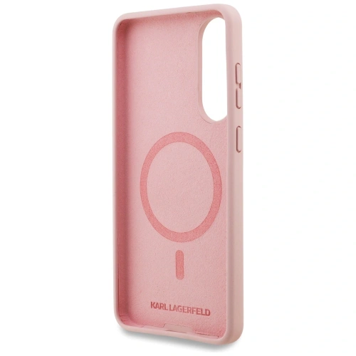 Etui Karl Lagerfeld Silicone Double Heads And Circle MagSafe do Samsung Galaxy S25 Edge różowy