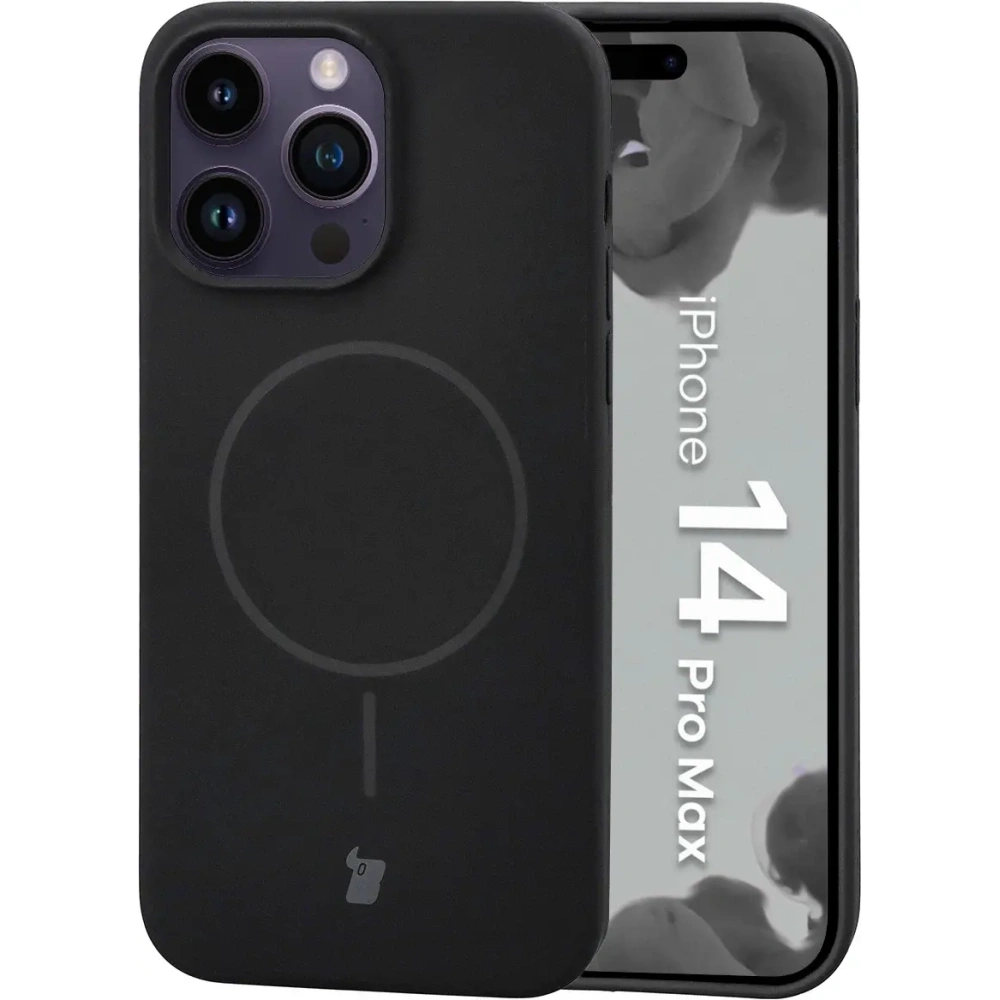Silikonowe etui z pierścieniem magnetycznym Bizon Soft Case Magnetic do Apple iPhone 14 Pro Max czarne