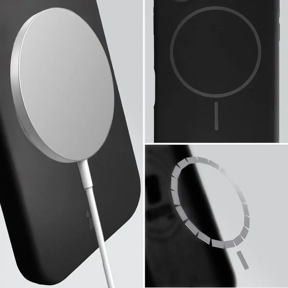 Silikonowe etui z pierścieniem magnetycznym Bizon Soft Case Magnetic do Apple iPhone 14 Pro Max czarne