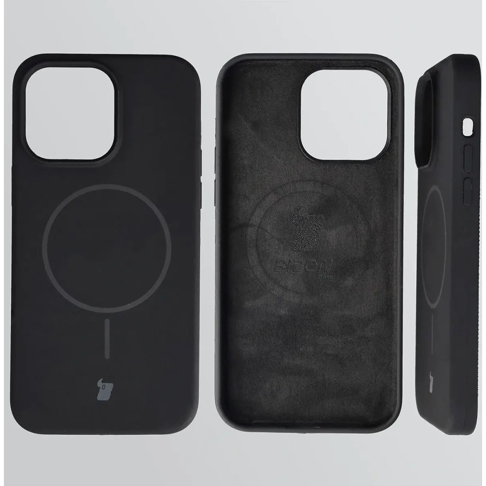 Silikonowe etui z pierścieniem magnetycznym Bizon Soft Case Magnetic do Apple iPhone 14 Pro Max czarne
