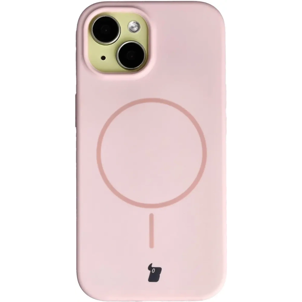 Silikonowe etui z pierścieniem magnetycznym Bizon Soft Case Magnetic do Apple iPhone 15 jasnoróżowe