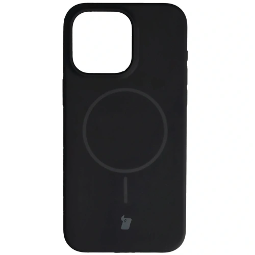 Silikonowe etui z pierścieniem magnetycznym Bizon Soft Case Magnetic do iPhone 15 Pro Max, czarne