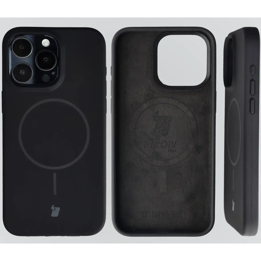 Silikonowe etui z pierścieniem magnetycznym Bizon Soft Case Magnetic do Apple iPhone 15 Pro Max czarne
