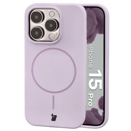 Silikonowe etui z pierścieniem magnetycznym Bizon Soft Case Magnetic do Apple iPhone 15 Pro jasnofioletowe