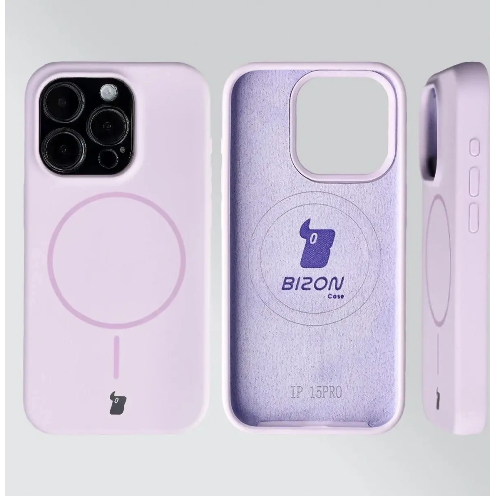 Silikonowe etui z pierścieniem magnetycznym Bizon Soft Case Magnetic do Apple iPhone 15 Pro jasnofioletowe