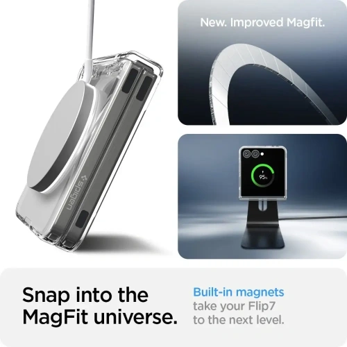 Etui Spigen Airskin Mag MagSafe do Samsung Galaxy Z Flip 7 Crystal Clear/white
