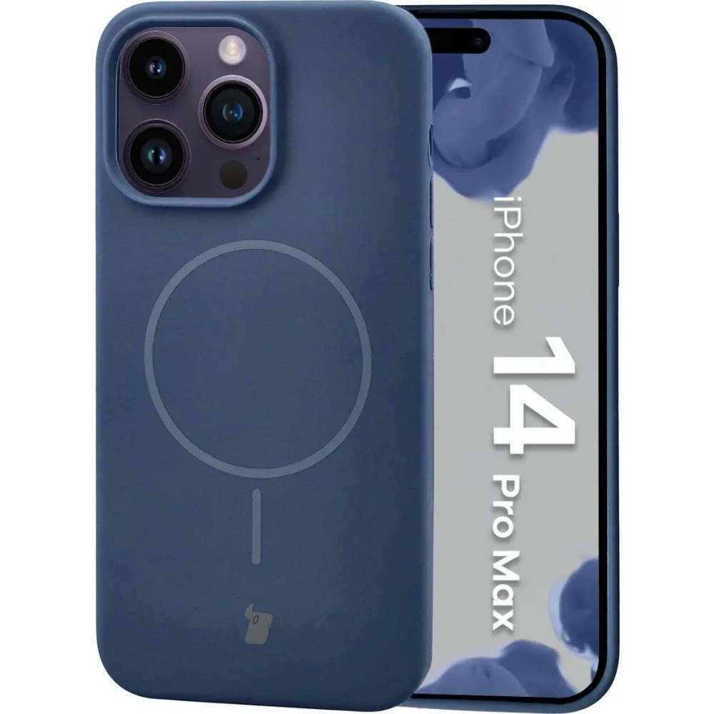 Silikonowe etui z pierścieniem magnetycznym Bizon Soft Case Magnetic do Apple iPhone 14 Pro Max granatowe