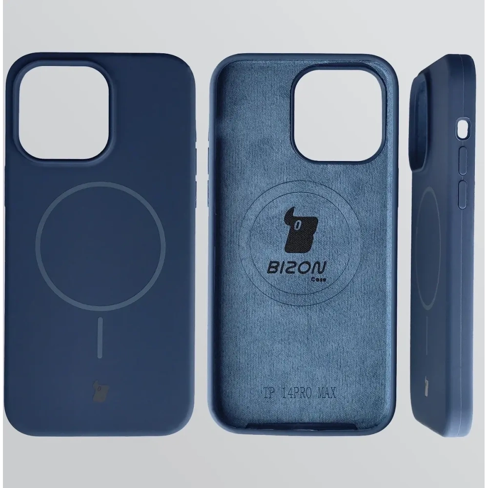 Silikonowe etui z pierścieniem magnetycznym Bizon Soft Case Magnetic do Apple iPhone 14 Pro Max granatowe
