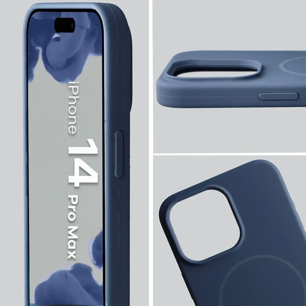 Silikonowe etui z pierścieniem magnetycznym Bizon Soft Case Magnetic do Apple iPhone 14 Pro Max granatowe