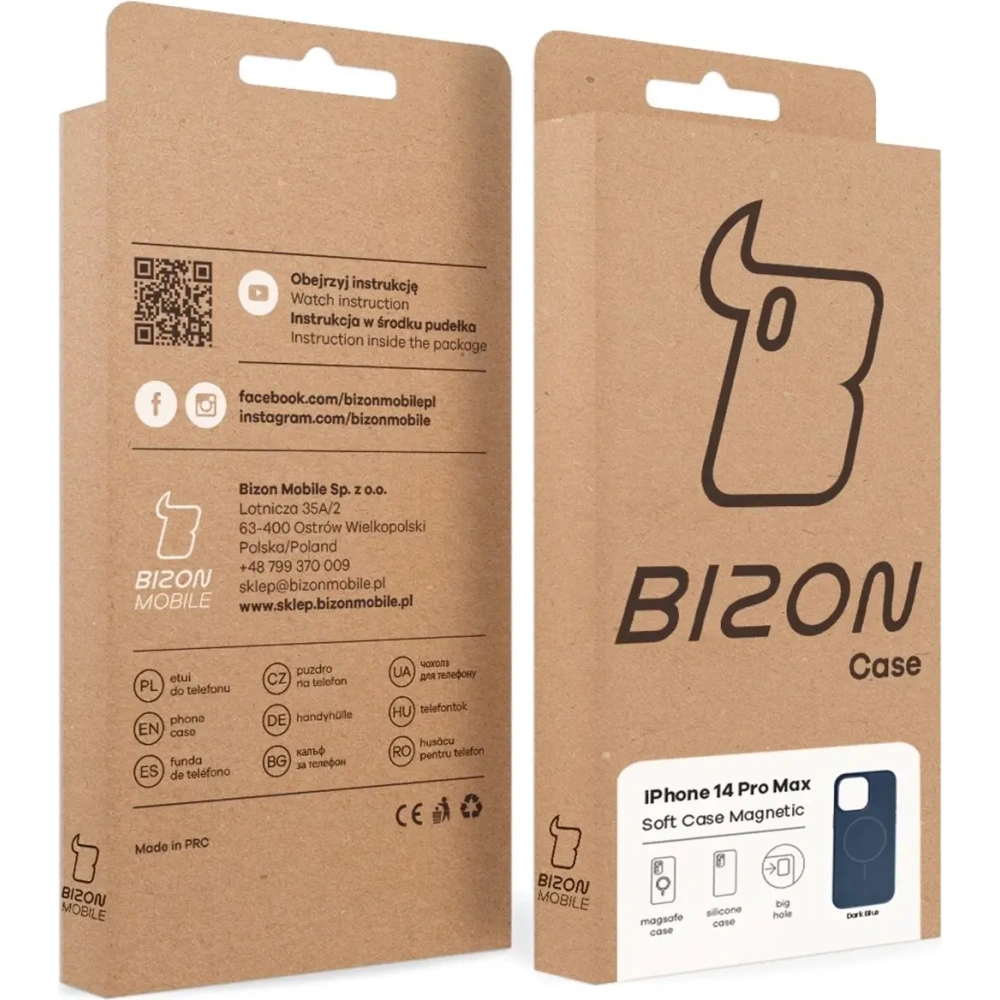 Silikonowe etui z pierścieniem magnetycznym Bizon Soft Case Magnetic do Apple iPhone 14 Pro Max granatowe
