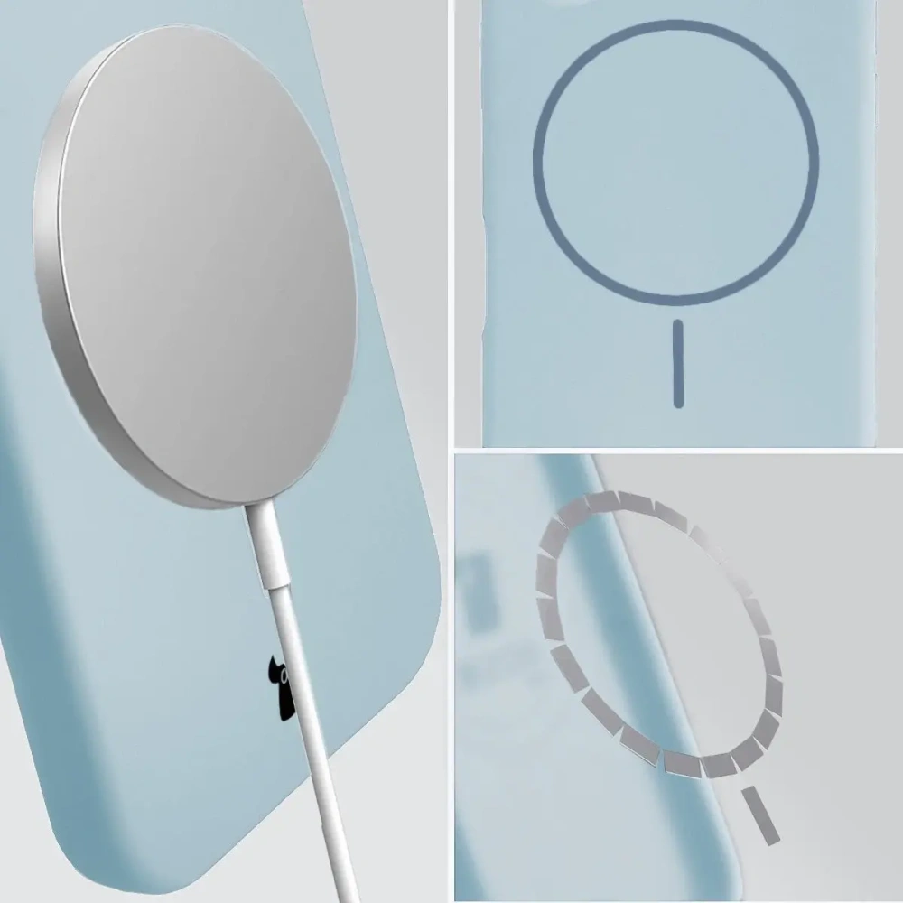 Silikonowe etui z pierścieniem magnetycznym Bizon Soft Case Magnetic do Apple iPhone 14 Pro Max błękitne