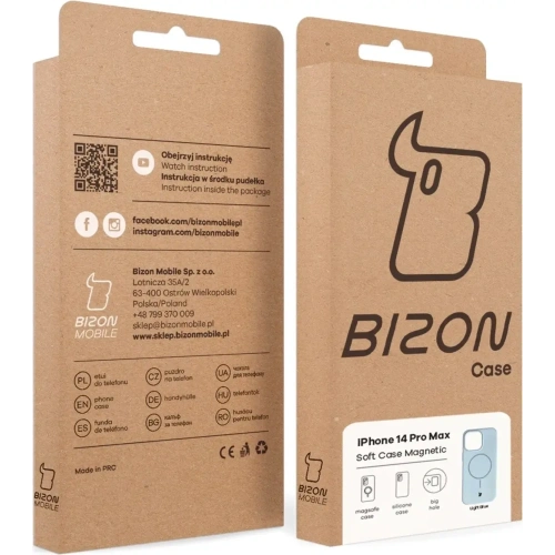 Silikonowe etui z pierścieniem magnetycznym Bizon Soft Case Magnetic do Apple iPhone 14 Pro Max błękitne