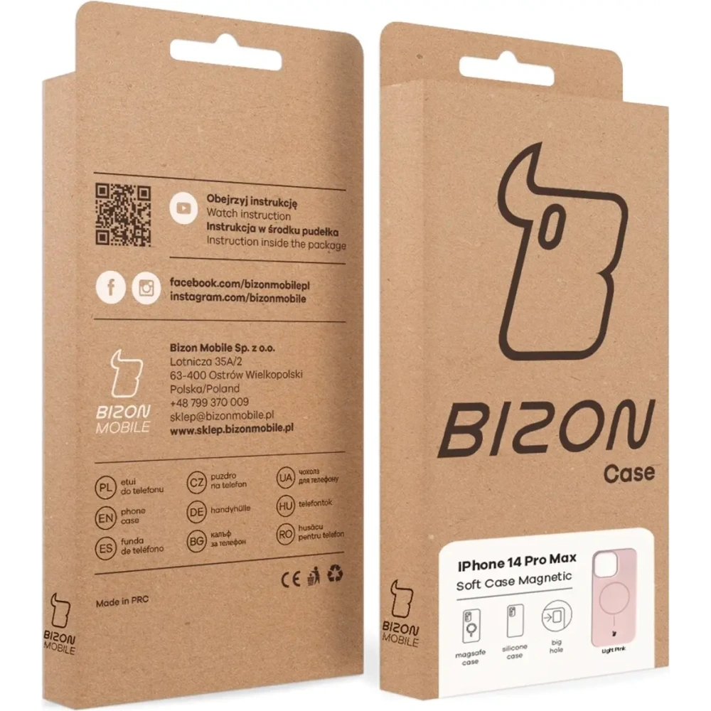 Silikonowe etui z pierścieniem magnetycznym Bizon Soft Case Magnetic do Apple iPhone 14 Pro Max jasnoróżowe