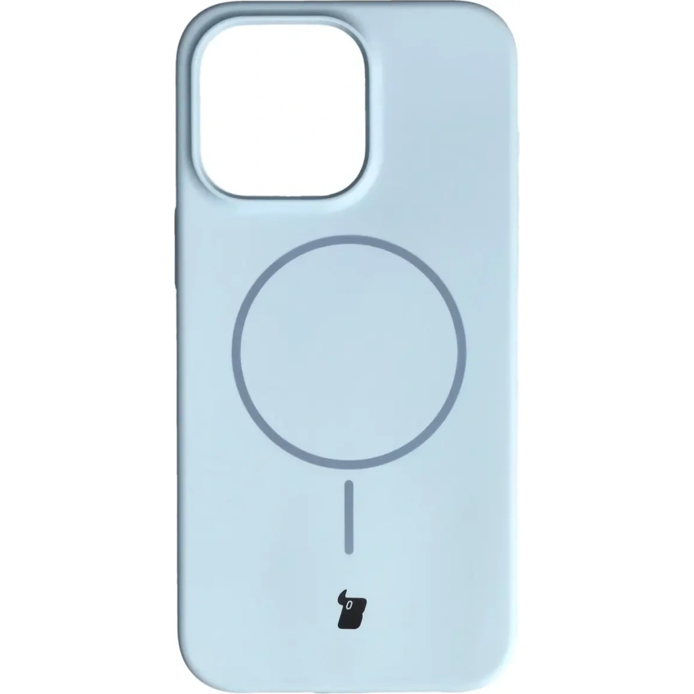 Silikonowe etui z pierścieniem magnetycznym Bizon Soft Case Magnetic do Apple iPhone 15 Pro Max błękitne