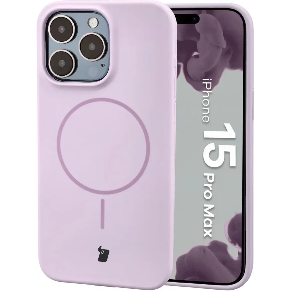 Silikonowe etui z pierścieniem magnetycznym Bizon Soft Case Magnetic do Apple iPhone 15 Pro Max jasnofioletowe