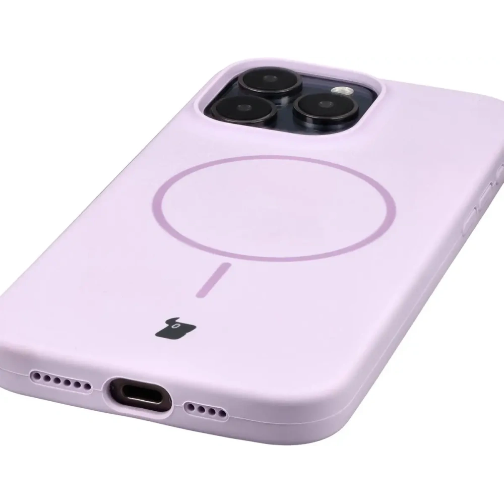 Silikonowe etui z pierścieniem magnetycznym Bizon Soft Case Magnetic do Apple iPhone 15 Pro Max jasnofioletowe