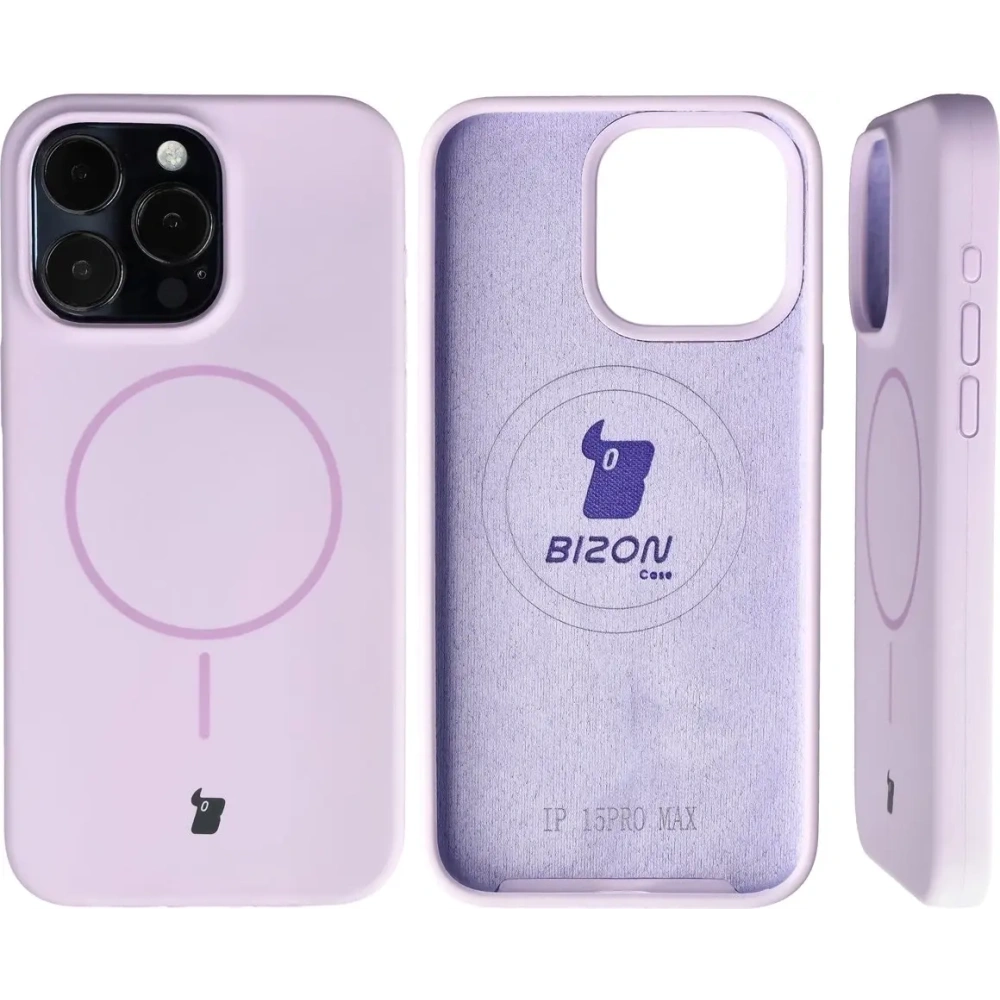 Silikonowe etui z pierścieniem magnetycznym Bizon Soft Case Magnetic do Apple iPhone 15 Pro Max jasnofioletowe