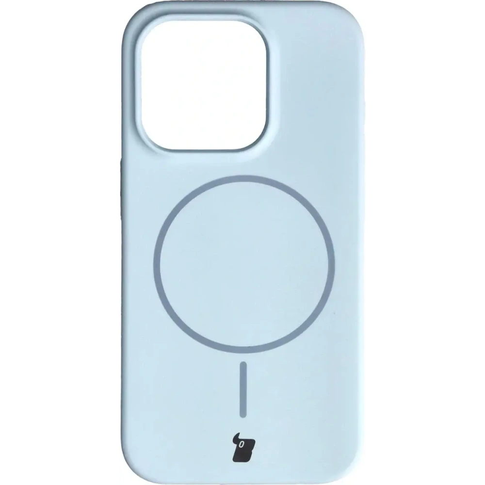Silikonowe etui z pierścieniem magnetycznym Bizon Soft Case Magnetic do Apple iPhone 15 Pro błękitne
