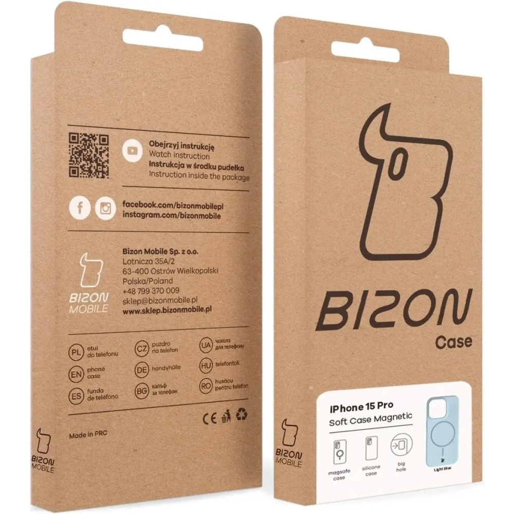 Silikonowe etui z pierścieniem magnetycznym Bizon Soft Case Magnetic do Apple iPhone 15 Pro błękitne