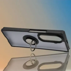 Etui z uchwytem na palec Bizon Case Hybrid Ring do Samsung Galaxy Z Fold7 przydymione z czarną ramką