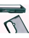 Etui z uchwytem na palec Bizon Case Hybrid Ring do Samsung Galaxy Z Fold7 przydymione z ciemnozieloną ramką