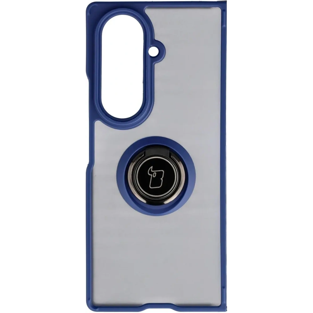 Etui z uchwytem na palec Bizon Case Hybrid Ring do Samsung Galaxy Z Fold7 przydymione z ciemnoniebieską ramką