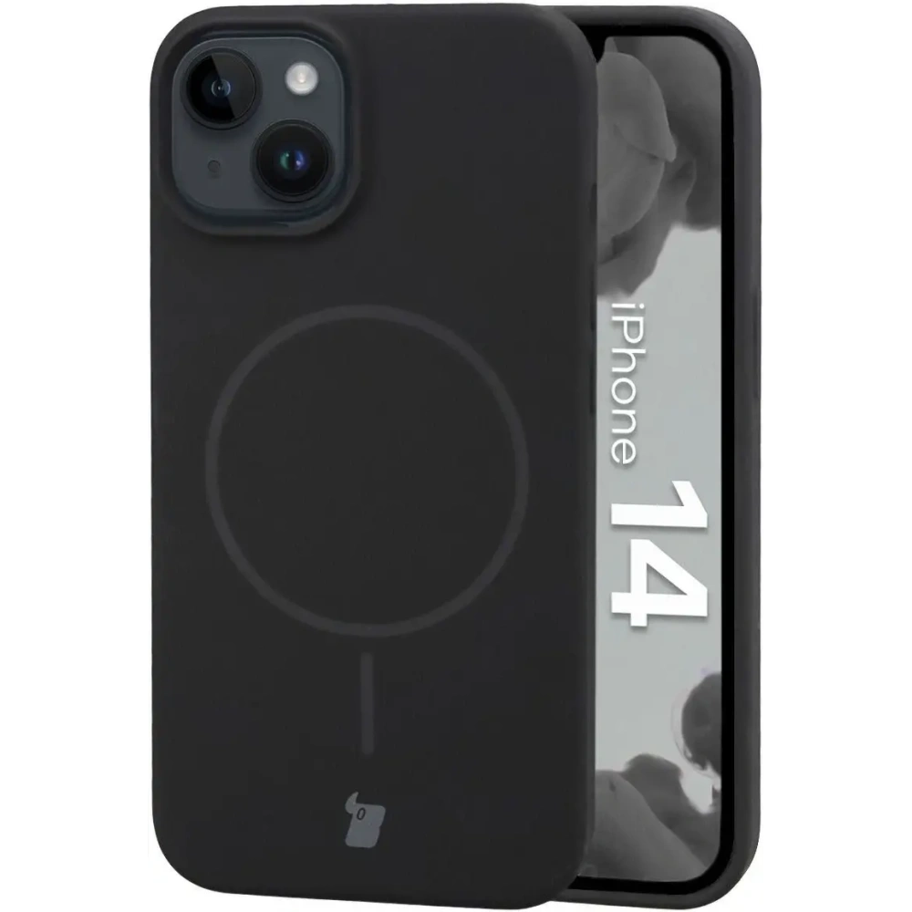 Silikonowe etui z pierścieniem magnetycznym Bizon Soft Case Magnetic do Apple iPhone 14 czarne