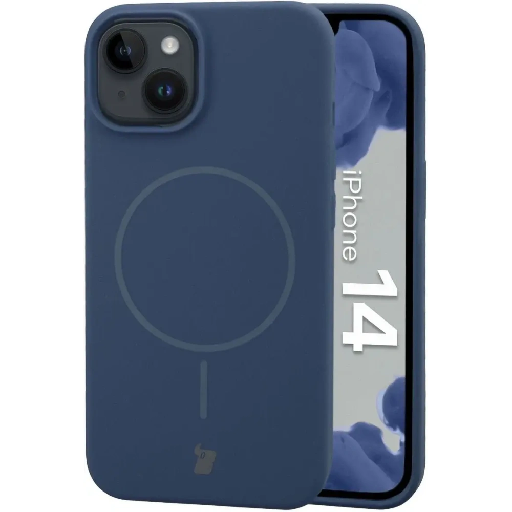 Silikonowe etui z pierścieniem magnetycznym Bizon Soft Case Magnetic do Apple iPhone 14 granatowe