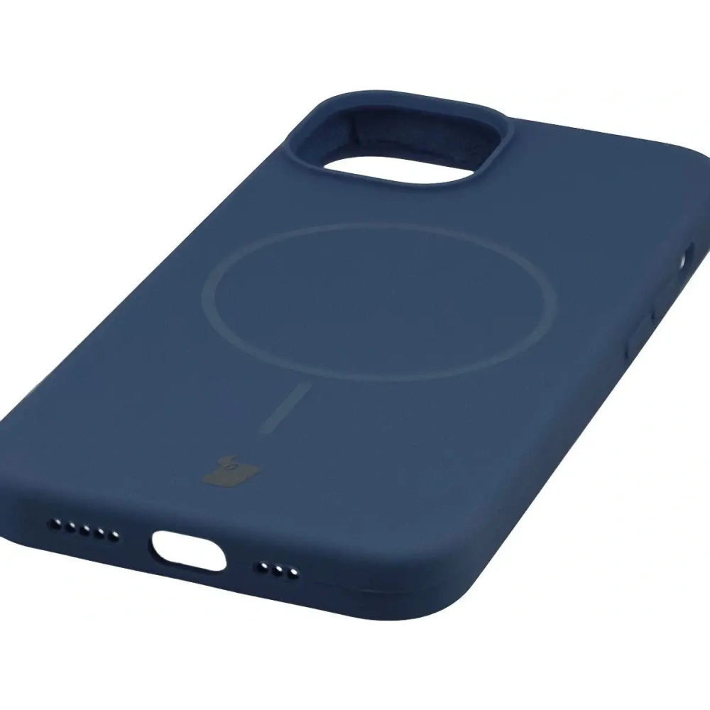 Silikonowe etui z pierścieniem magnetycznym Bizon Soft Case Magnetic do Apple iPhone 14 granatowe