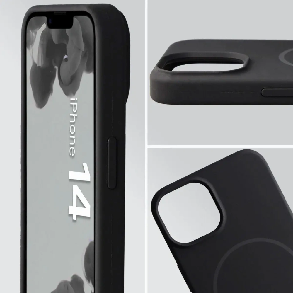 Silikonowe etui z pierścieniem magnetycznym Bizon Soft Case Magnetic do Apple iPhone 14 czarne