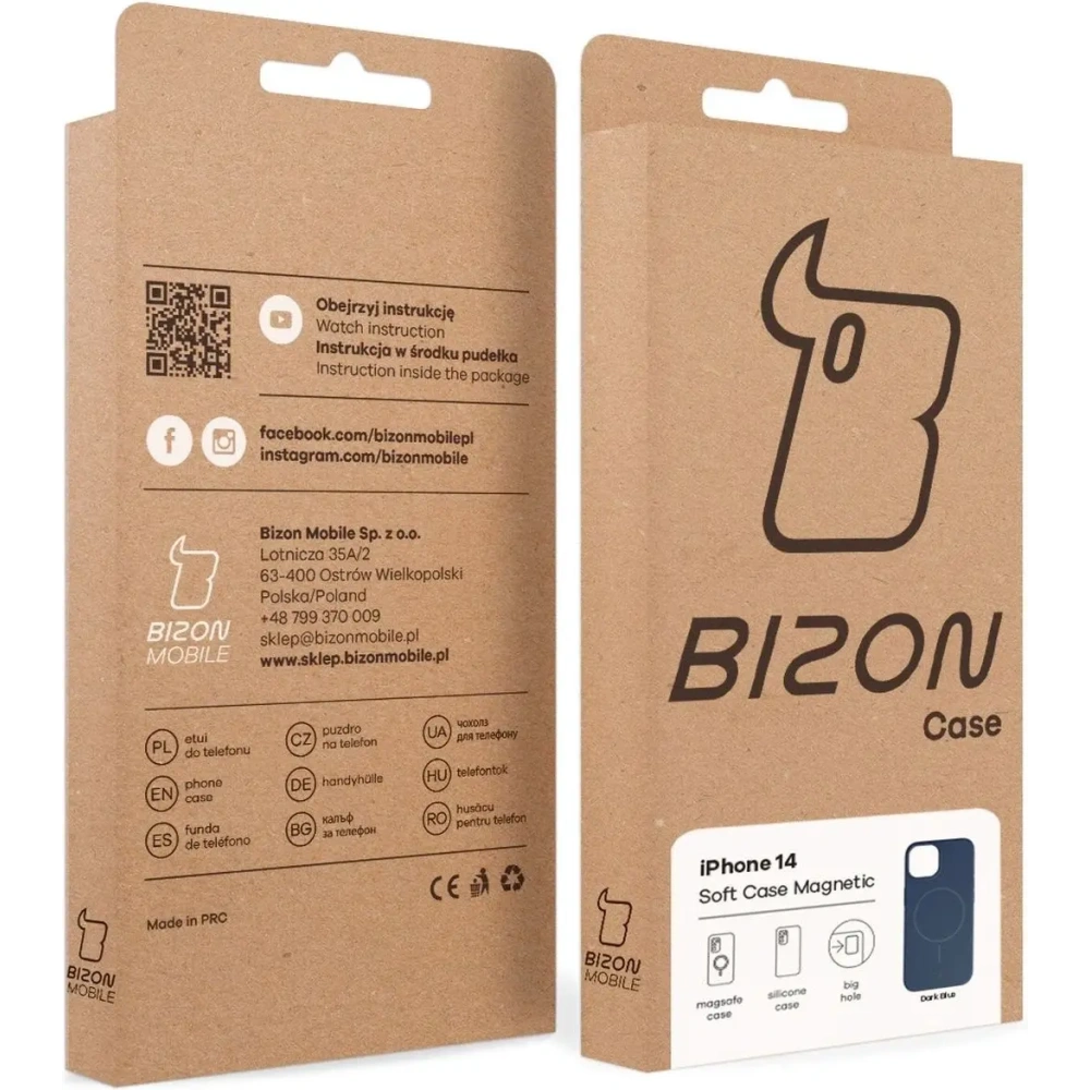 Silikonowe etui z pierścieniem magnetycznym Bizon Soft Case Magnetic do Apple iPhone 14 granatowe