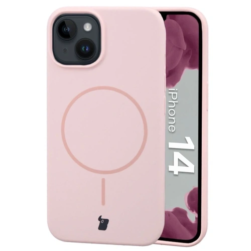 Silikonowe etui z pierścieniem magnetycznym Bizon Soft Case Magnetic do Apple iPhone 14 jasnoróżowe