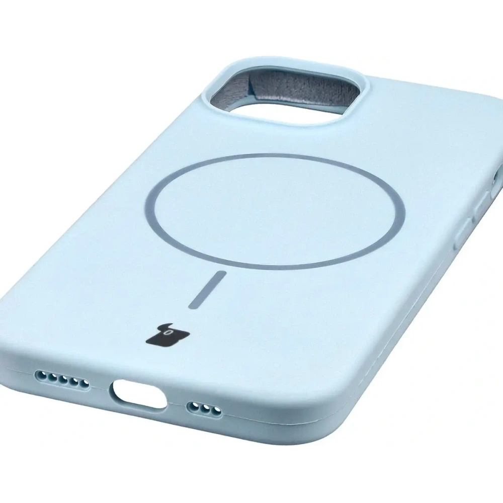 Silikonowe etui z pierścieniem magnetycznym Bizon Soft Case Magnetic do Apple iPhone 14 błękitne