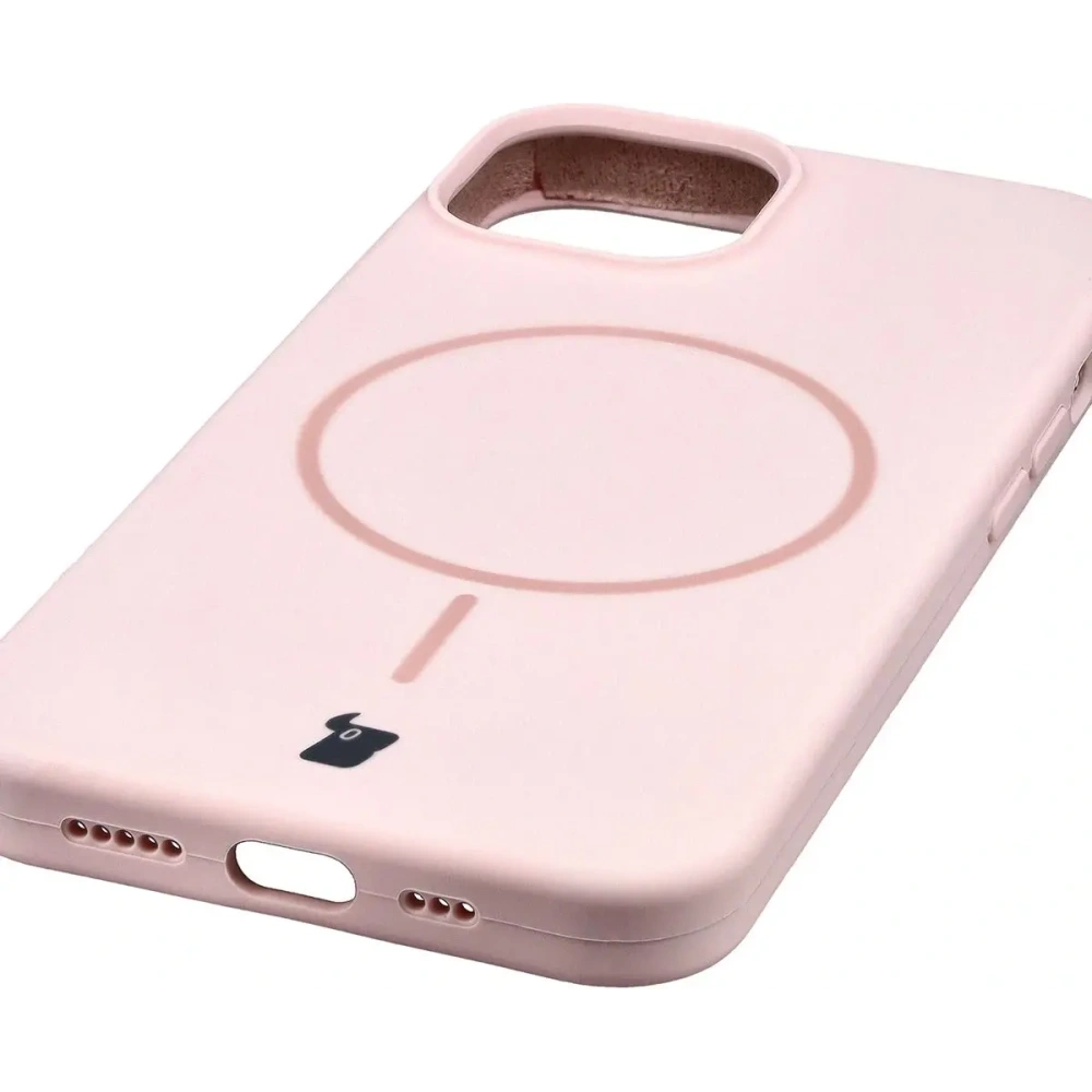 Silikonowe etui z pierścieniem magnetycznym Bizon Soft Case Magnetic do Apple iPhone 14 jasnoróżowe