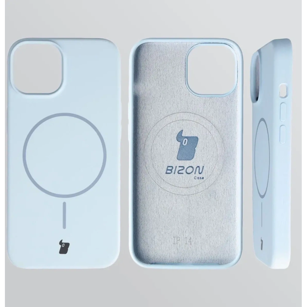 Silikonowe etui z pierścieniem magnetycznym Bizon Soft Case Magnetic do Apple iPhone 14 błękitne
