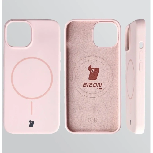Silikonowe etui z pierścieniem magnetycznym Bizon Soft Case Magnetic do Apple iPhone 14 jasnoróżowe