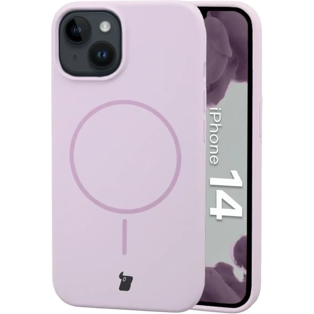 Silikonowe etui z pierścieniem magnetycznym Bizon Soft Case Magnetic do Apple iPhone 14 jasnofioletowe
