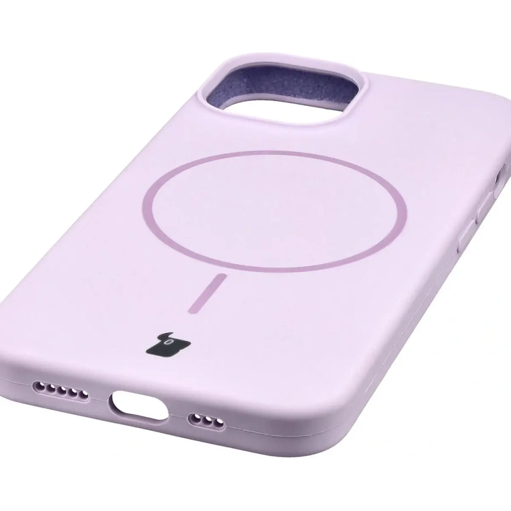 Silikonowe etui z pierścieniem magnetycznym Bizon Soft Case Magnetic do Apple iPhone 14 jasnofioletowe