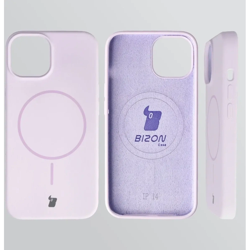 Silikonowe etui z pierścieniem magnetycznym Bizon Soft Case Magnetic do Apple iPhone 14 jasnofioletowe