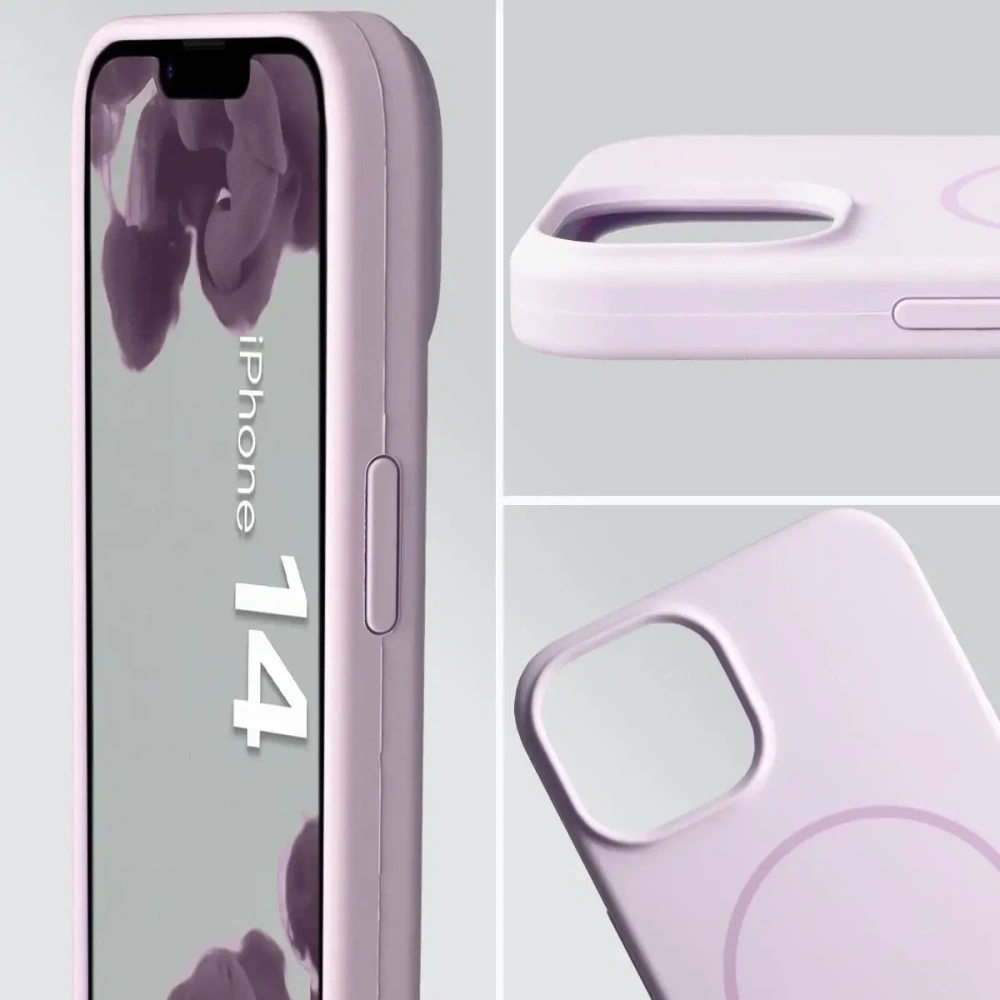 Silikonowe etui z pierścieniem magnetycznym Bizon Soft Case Magnetic do Apple iPhone 14 jasnofioletowe